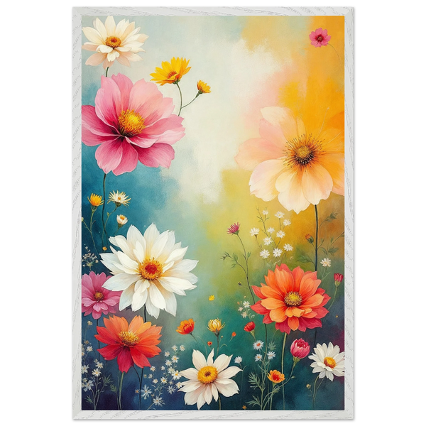 Colorful Blossom Wall Poster - - Wooden Framed Posters