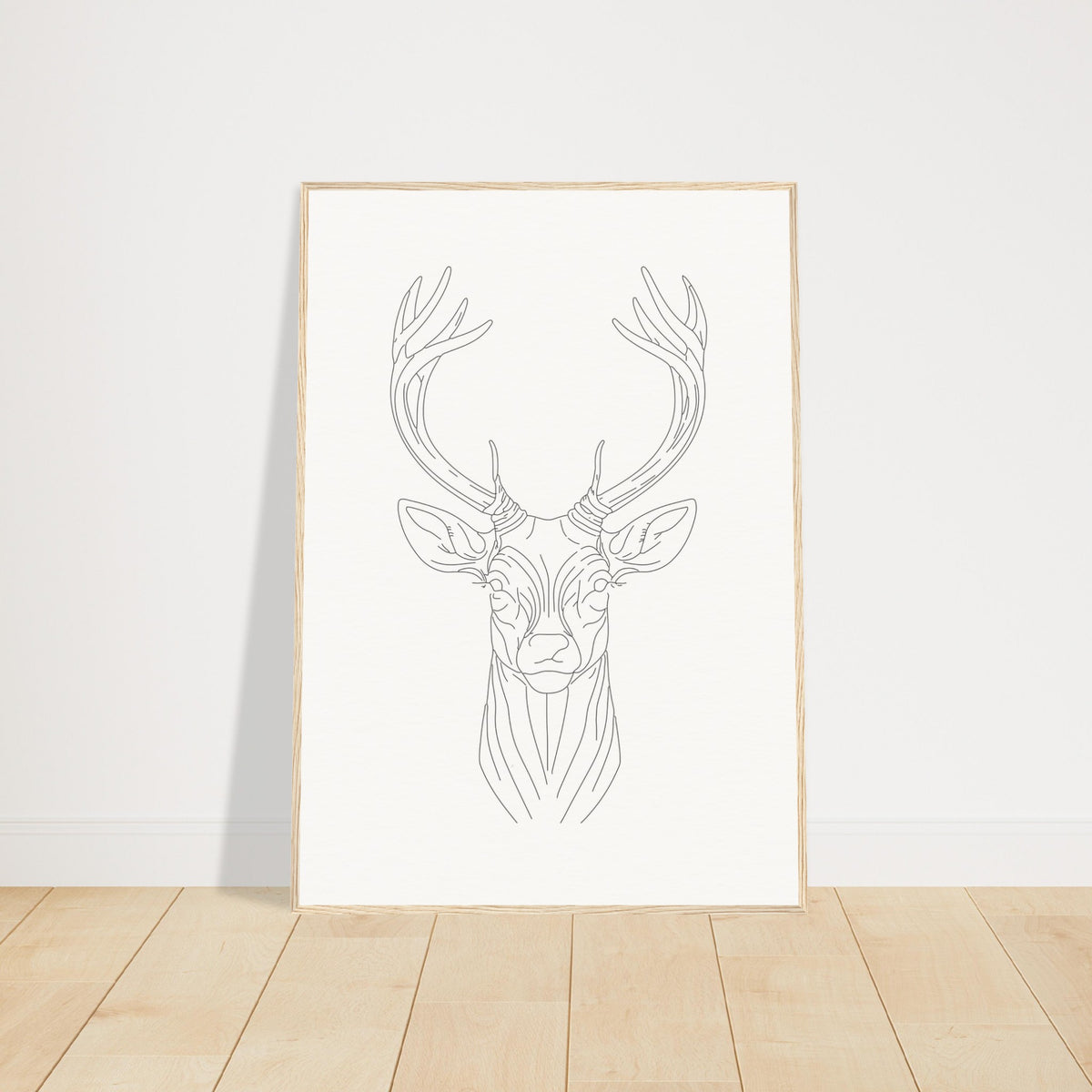 Nature's Grace - Deer Illustration - 70x100 cm 28x40″ Wood frame - Wooden Framed Posters