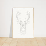 Nature's Grace - Deer Illustration - 70x100 cm 28x40″ Wood frame - Wooden Framed Posters