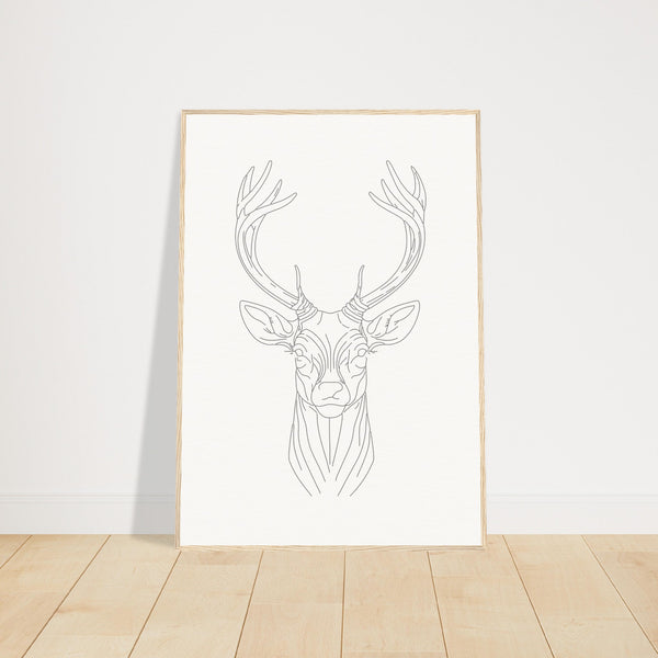 Nature's Grace - Deer Illustration - 70x100 cm 28x40″ Wood frame - Wooden Framed Posters