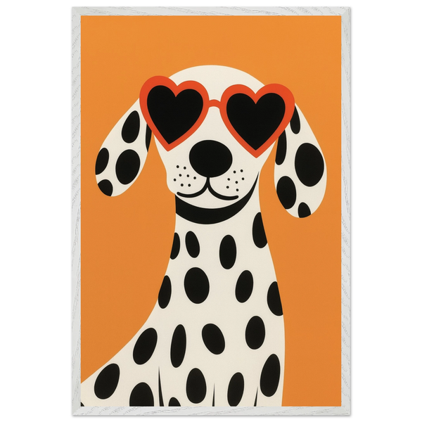 Cool Dalmatian Wooden Framed Poster – Dog Lover Gift - White frame - Wooden Framed Posters