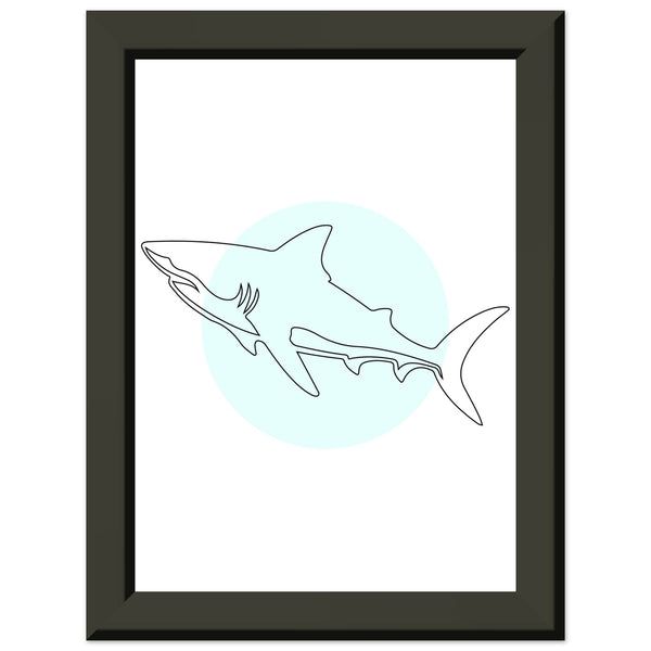 Majestic Shark - Minimalist Line Art - 13x18 cm 5x7″ - Metal Framed Posters