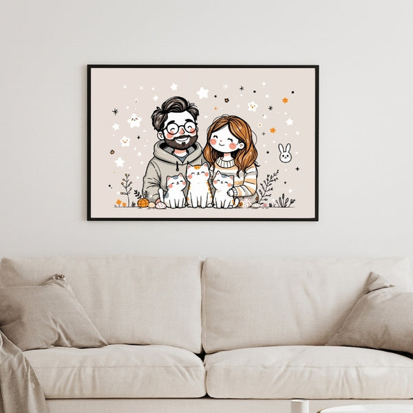 Family Moments with Furry Friends - - Framed Posters