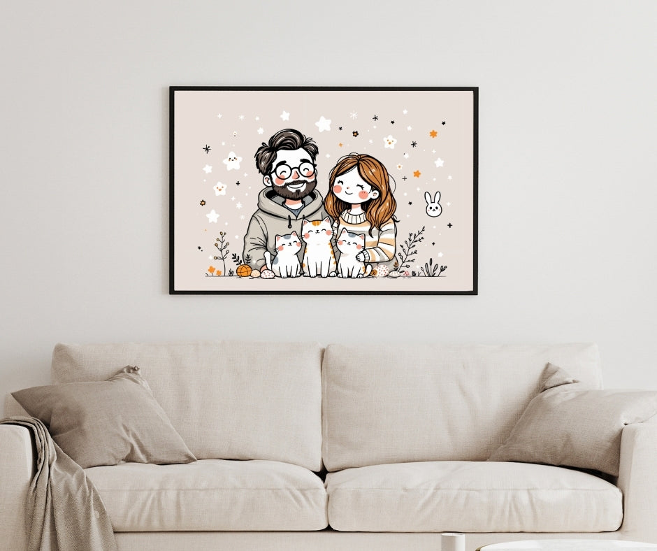 Family Moments with Furry Friends - - Framed Posters