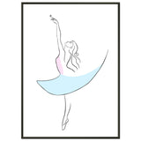 Graceful Dance - Minimalist Ballerina - 50x70 cm 20x28″ - Metal Framed Posters