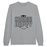 Happy Vibes Only - CHOOSE HAPPY Cozy Crew - Sports Grey - Long Sleeve T-shirts