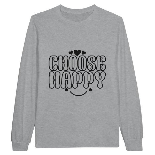 Happy Vibes Only - CHOOSE HAPPY Cozy Crew - Sports Grey - Long Sleeve T-shirts