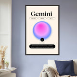 Zodiac Wall Art Framed Poster for Astrology Lovers - Black frame Gemini - Wooden Framed Posters