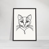 Timeless Cat Line Art - Natural Wood Framed Elegance - 50x70 cm 20x28″ Black frame - Wooden Framed Posters