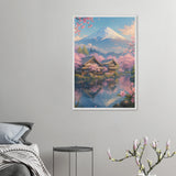 Cherry Blossoms & Mountains Wooden Framed Poster - Default Title - Wooden Framed Posters