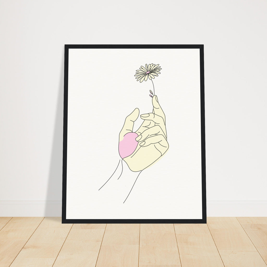 Artistic Grace - Hand & Flower Poster in Pine Wood Frame - 40x50 cm 16x20″ Black frame - Wooden Framed Posters