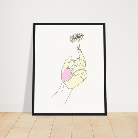 Image of Artistic Grace - Hand &amp; Flower Poster in Pine Wood Frame