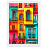 Vibrant Dreams - Colorful Cityscape Art - A4 21x29.7 cm 8x12″ White frame - Wooden Framed Poster