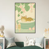 Relaxed Cat Bath – Cute Metal Framed Poster Gift - Default Title - Metal Framed Posters