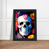 Mystical Bloom - Premium Floral Skull Poster - - Wooden Framed Posters