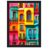 Vibrant Dreams - Colorful Cityscape Art - A4 21x29.7 cm 8x12″ Black frame - Wooden Framed Poster