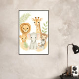 Safari Friends – Nursery Metal Framed Poster Gift - - Metal Framed Posters