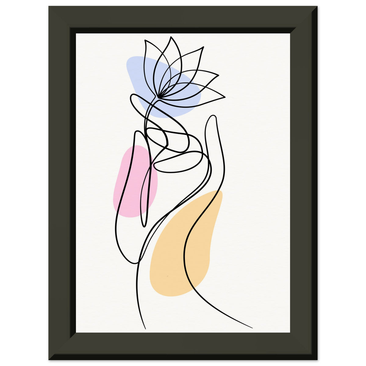 Serenity in Lines - Contemporary Floral Art - 13x18 cm 5x7″ - Metal Framed Posters