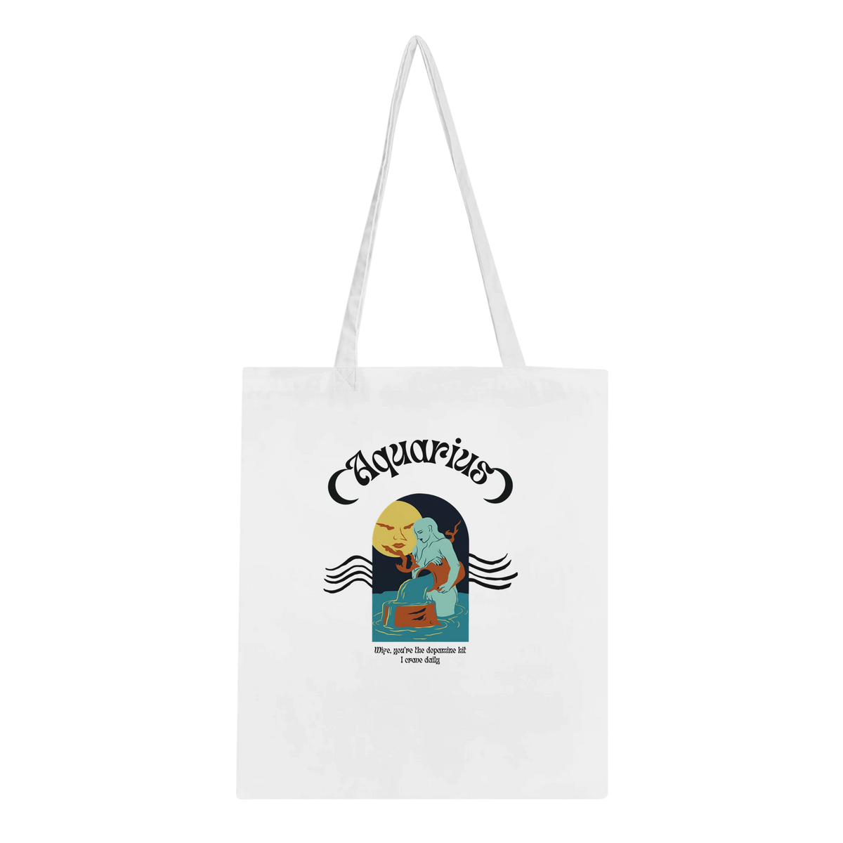Astrology-Inspired Cotton Tote – Gift for Star Lovers - Aquarius - Tote Bags