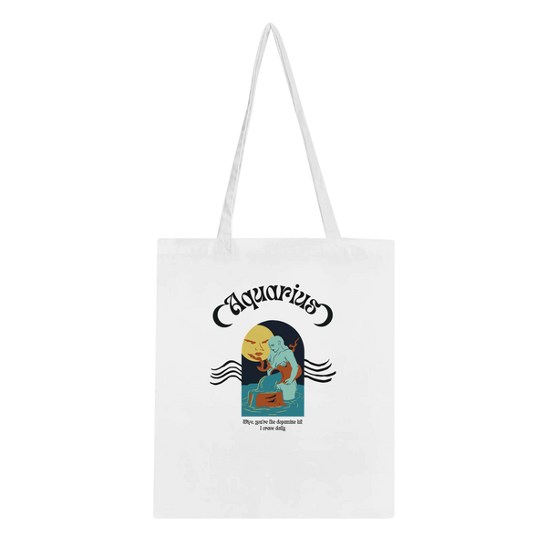 Astrology-Inspired Cotton Tote – Gift for Star Lovers - Aquarius - Tote Bags