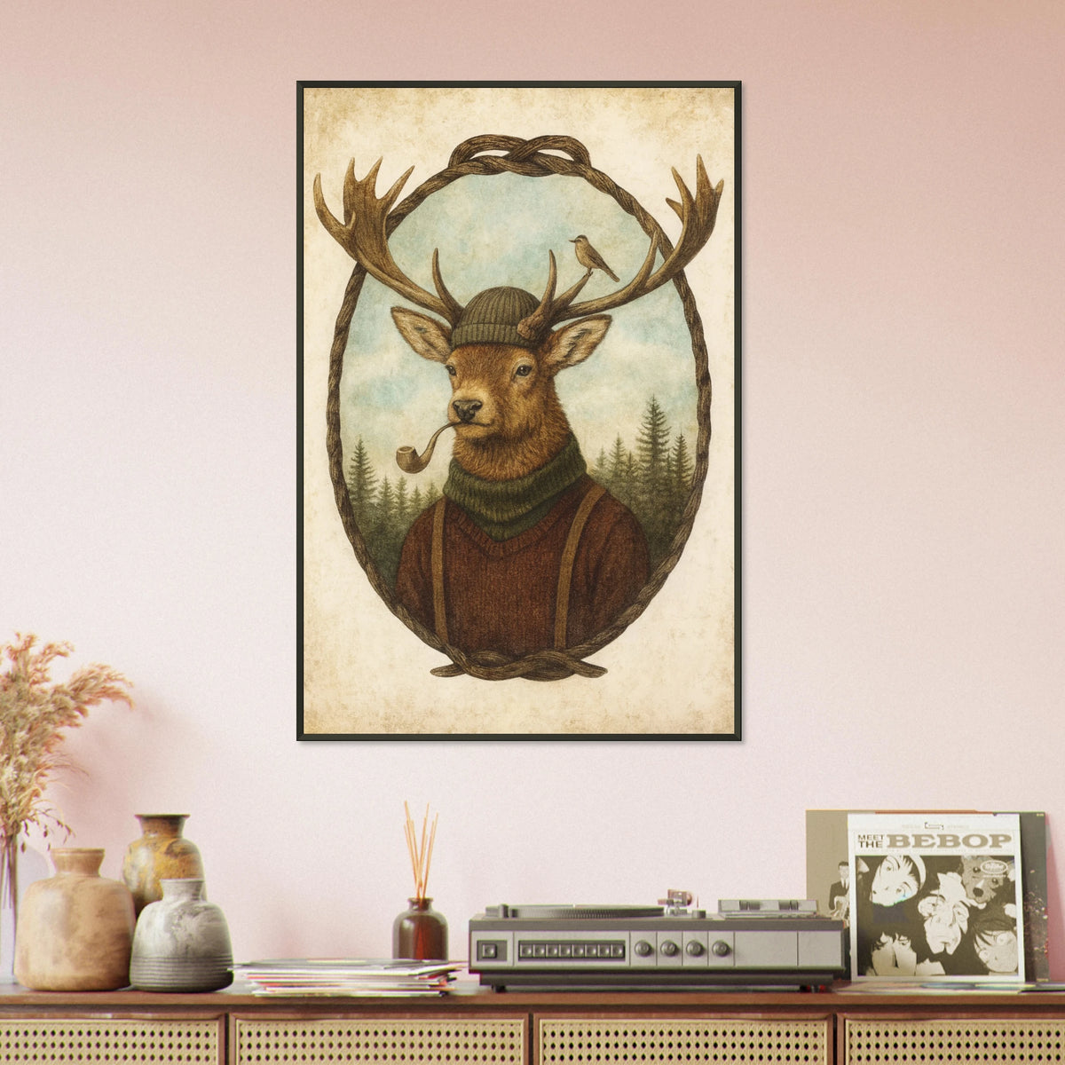 Gift Woodland Whimsy – Deer Portrait Metal Framed Poster - - Metal Framed Posters