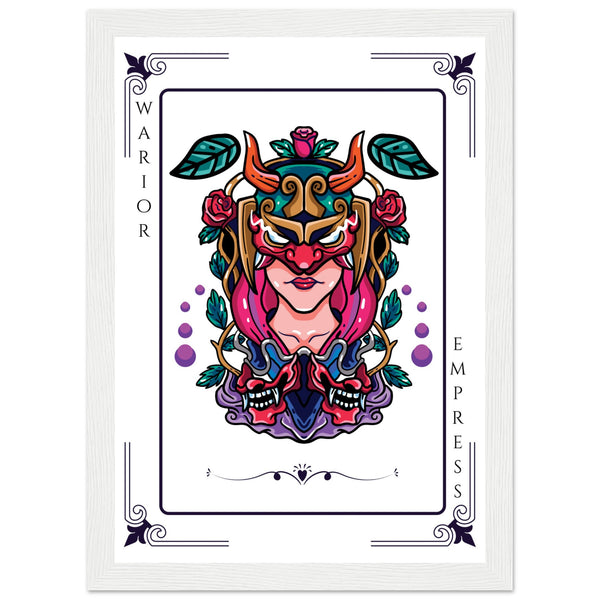 Artistry Unleashed - Warrior, Sacred Bull, and Tiger Spirit - A4 21x29.7 cm 8x12″ White frame Warior Empress - Wooden Framed Posters