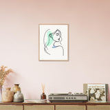 Elegance in Line - Minimalist Female Profile Art - 40x50 cm 16x20″ Wood frame - Wooden Framed Posters