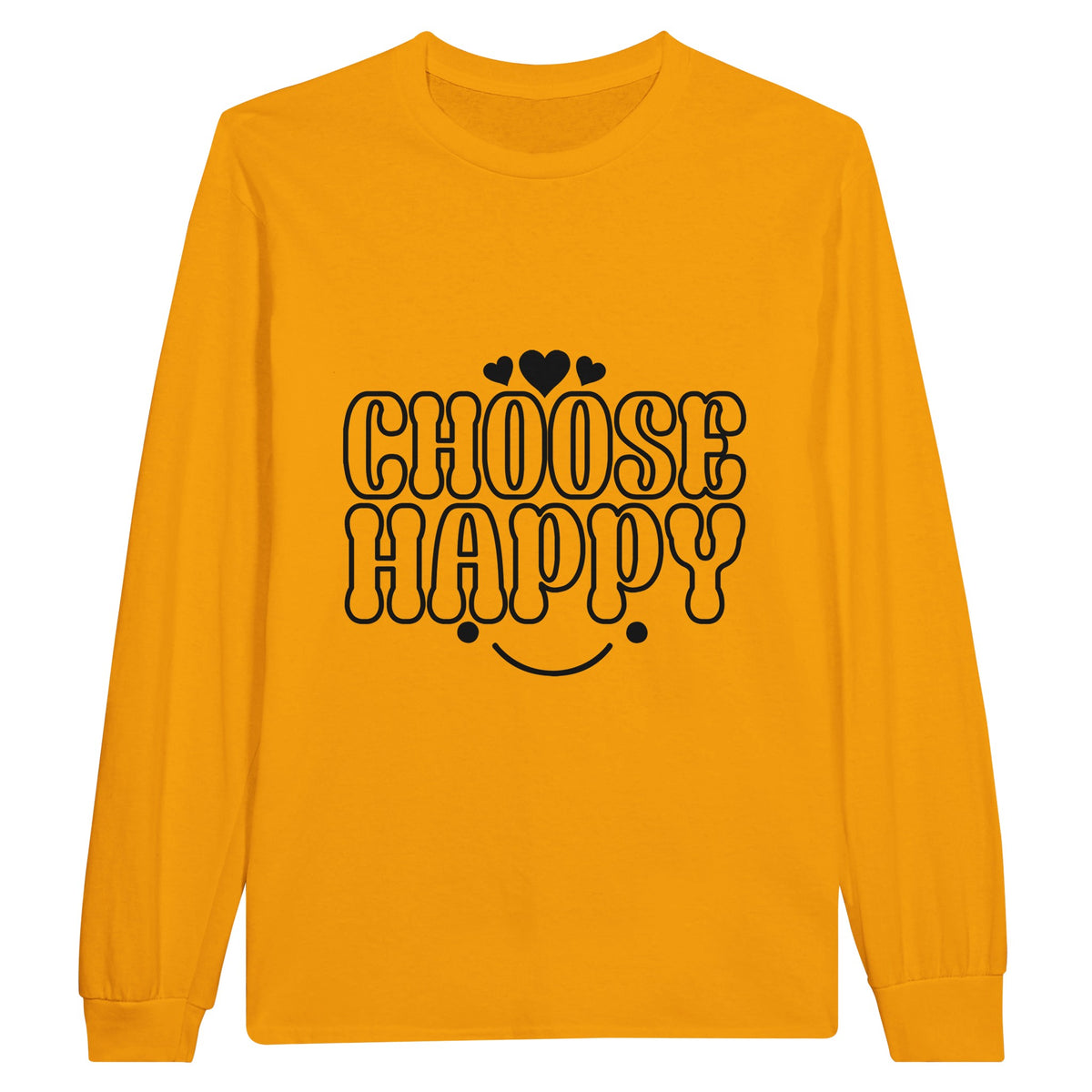 Happy Vibes Only - CHOOSE HAPPY Cozy Crew - Gold - Long Sleeve T-shirts