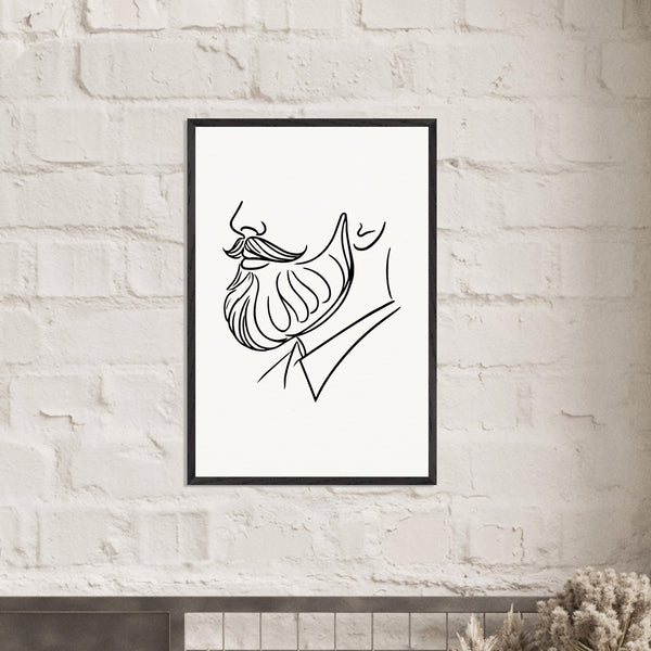 Beard and Bow - A Minimalist Tribute to Style - - Wooden Framed Posters