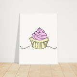 Cupcake Delight - Minimalist Pink Frosting Art - 60x80 cm 24x32″ White frame - Wooden Framed Posters