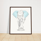 Sublime Serenity - Elephant in Pastel - 40x50 cm 16x20″ Dark wood frame - Wooden Framed Posters