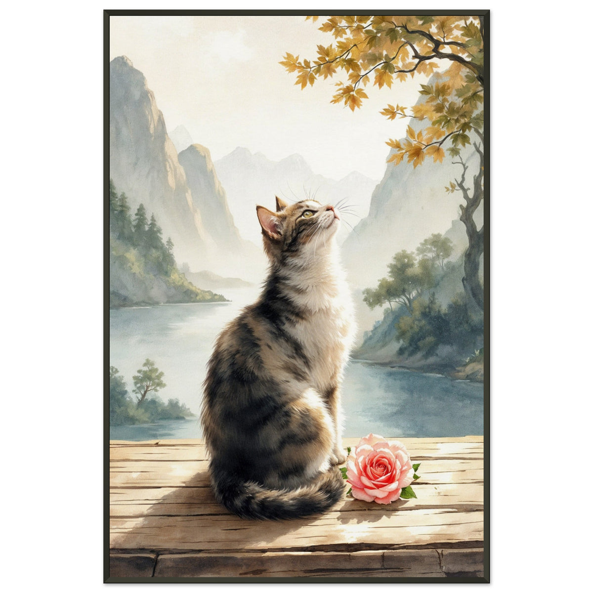 Tranquil Companion - A Cat in Nature's Embrace - - Framed Posters