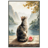 Tranquil Companion - A Cat in Nature's Embrace - - Framed Posters