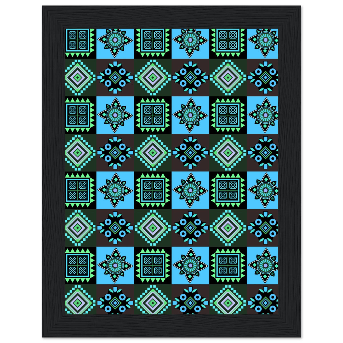 Symmetry in Blue - Luxurious Framed Print - 15x20 cm 6x8″ Black frame - Wooden Framed Posters