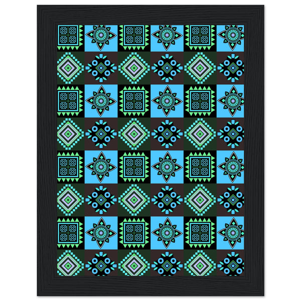 Symmetry in Blue - Luxurious Framed Print - 15x20 cm 6x8″ Black frame - Wooden Framed Posters