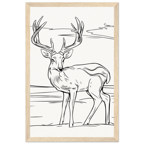 Elegance in Nature - Deer in Line - 28x43 cm XL (11x17″) Wood frame - Wooden Framed Posters