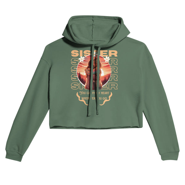 Forever Connected - You Carry My Heart Cropped Hoodie - Military Green - Hoodies