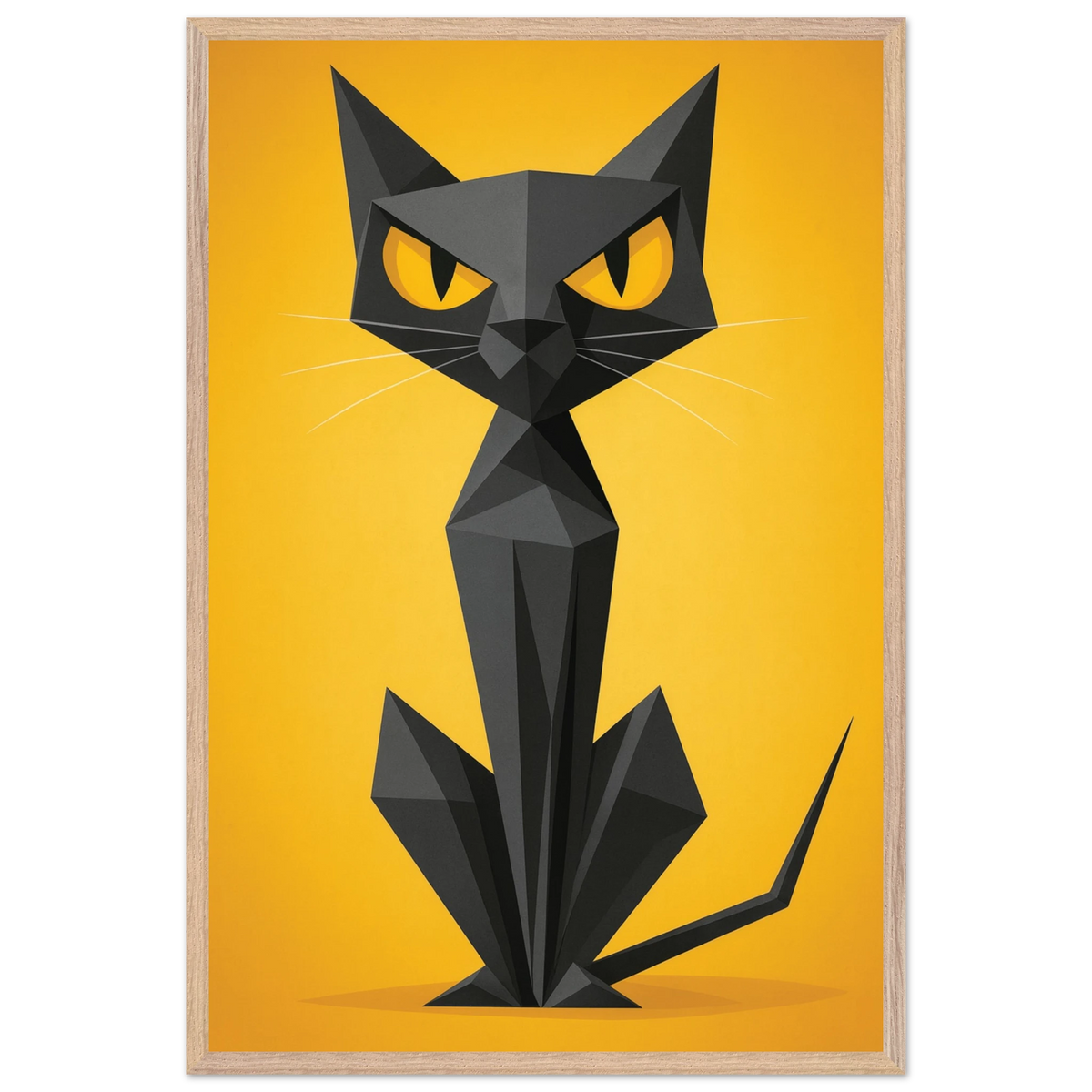 Abstract Cat Wooden Frame – Perfect Gift for Home Decor - Wood frame - Wooden Framed Posters