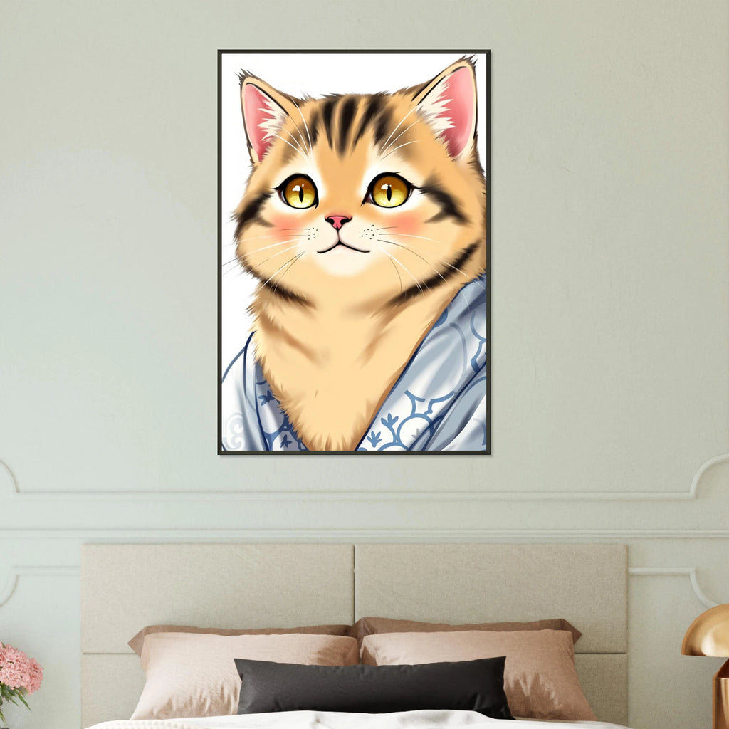 Regal Whiskers - Anime Cat Framed Art - - Metal Framed Posters