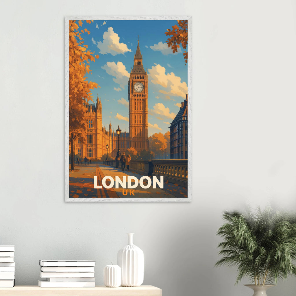 Gift Memories - Wooden Framed Poster of London Big Ben - - Wooden Framed Posters