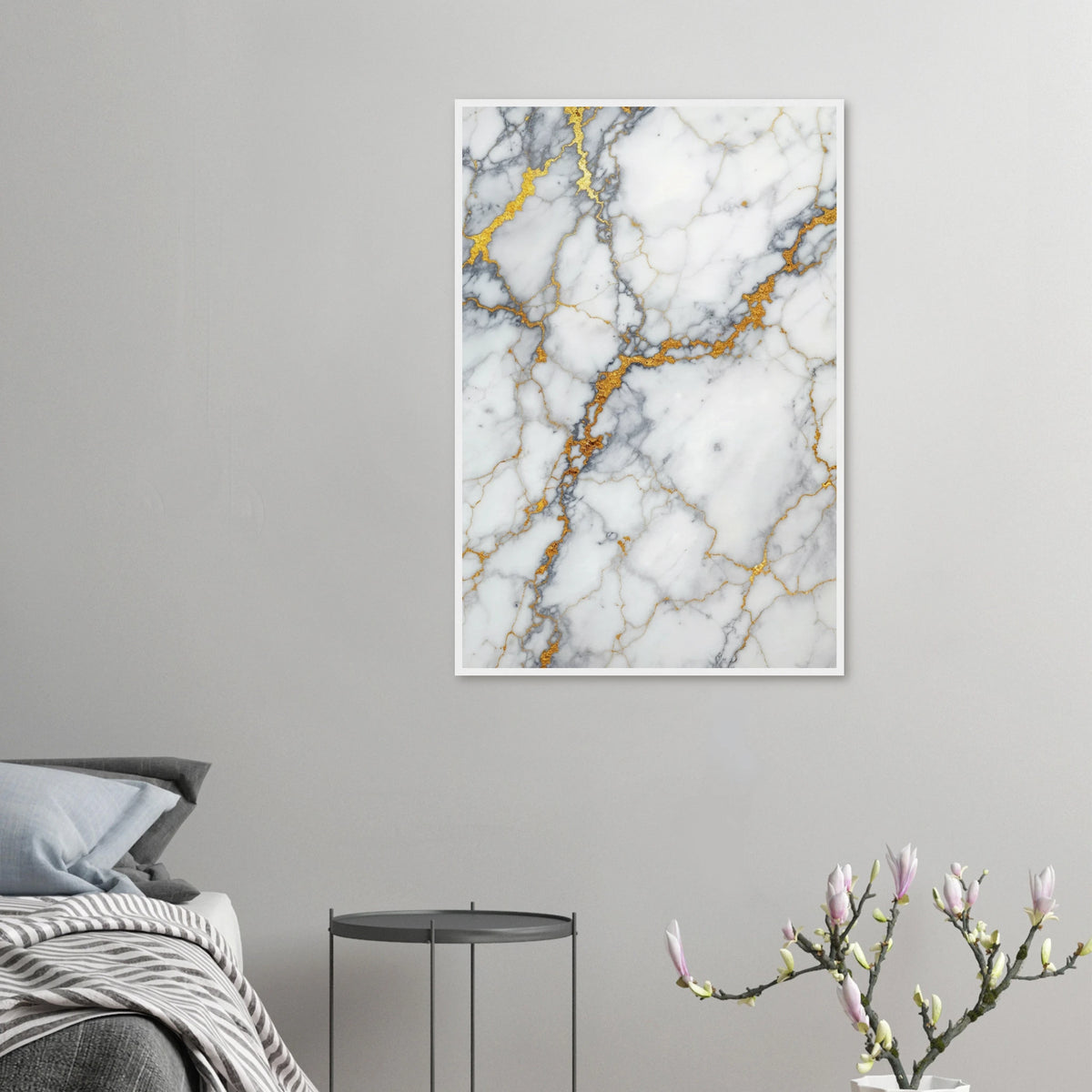 Gilded Marble - Luxury Texture Framed Poster - 60x90 cm 24x36″ White frame - Wooden Framed Posters