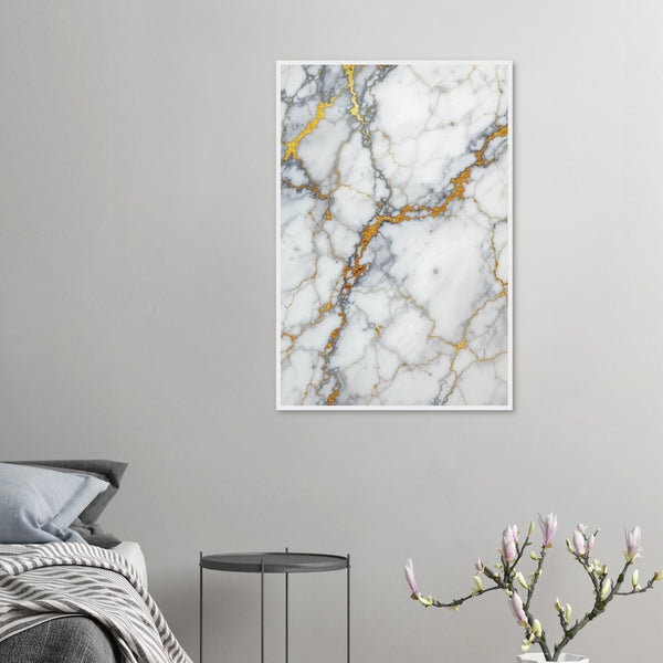 Gilded Marble - Luxury Texture Framed Poster - 60x90 cm 24x36″ White frame - Wooden Framed Posters