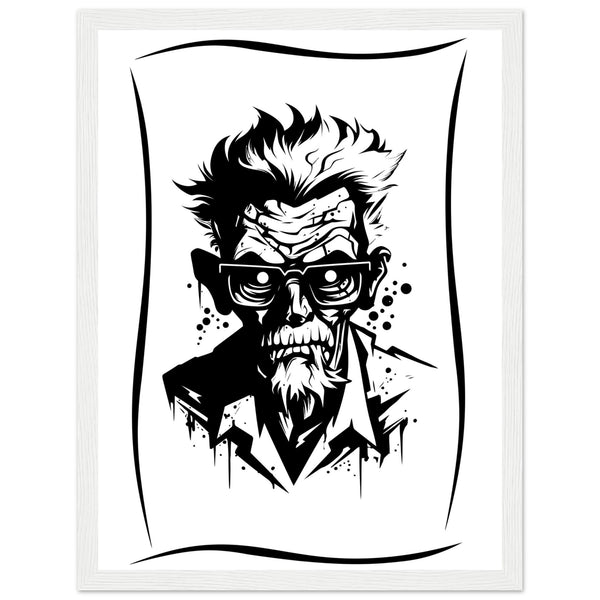 Edgy Artistry - Black and White Character - 30x40 cm 12x16″ White frame - Wooden Framed Posters