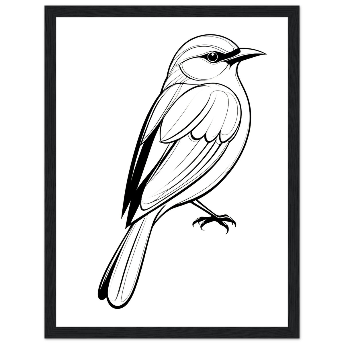 Serenity in Lines - Framed Bird Poster - 30x40 cm 12x16″ Black frame - Framed Posters