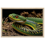 Nature’s Precision - Green Tree Viper Close-Up - 60x90 cm 24x36″ - Framed Canvas