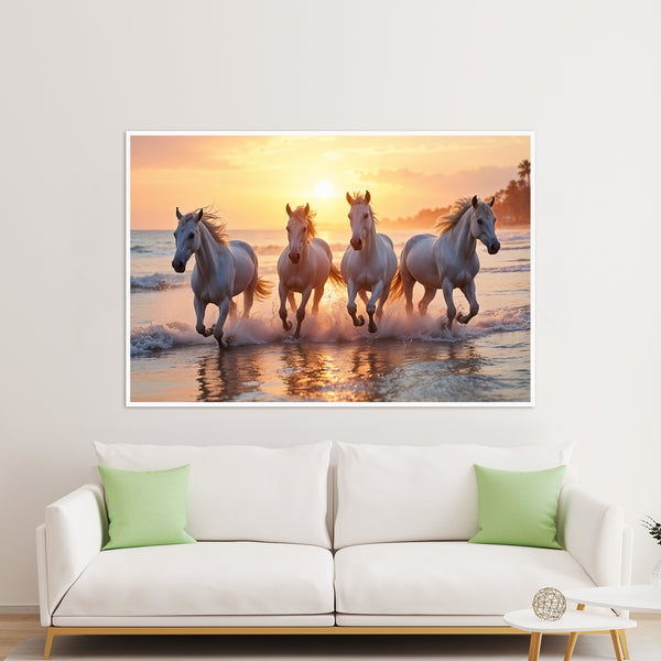 Sunlit Stallions of the Sea - 24x36 - Framed Posters