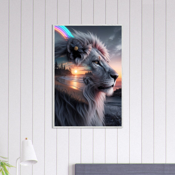 Lionhearted Elegance - Sunset Meets Power in Wall Art - - Framed Posters