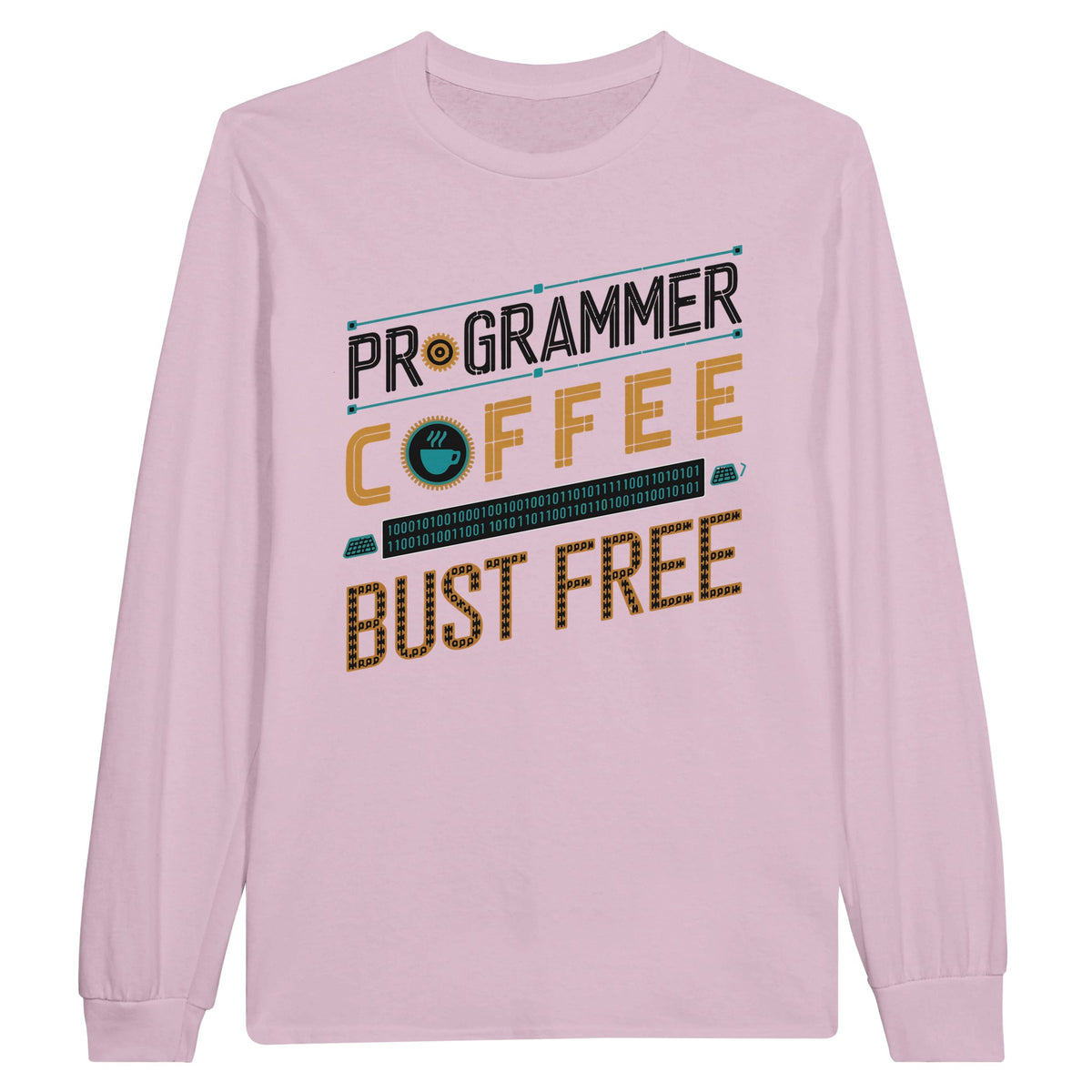 Funny Coffee Code Long-sleeve Tee for Coworkers - Light Pink - Long Sleeves T-shirts