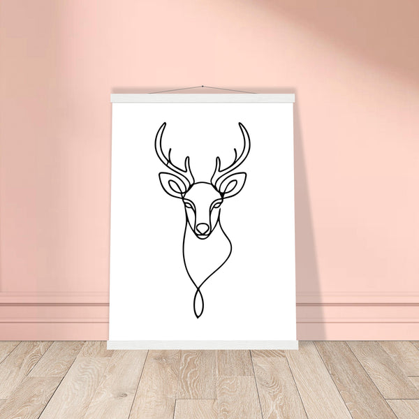 Graceful Lines - Deer Design for Contemporary Spaces - 45x60 cm 18x24″ White wall hanger - Posters With Hanger