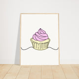 Cupcake Delight - Minimalist Pink Frosting Art - 45x60 cm 18x24″ Wood frame - Wooden Framed Posters